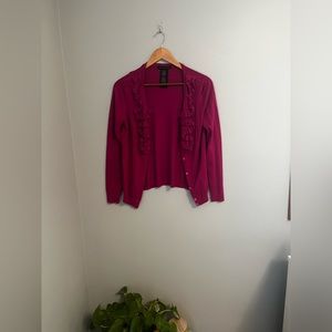 Pink ruffle cardigan